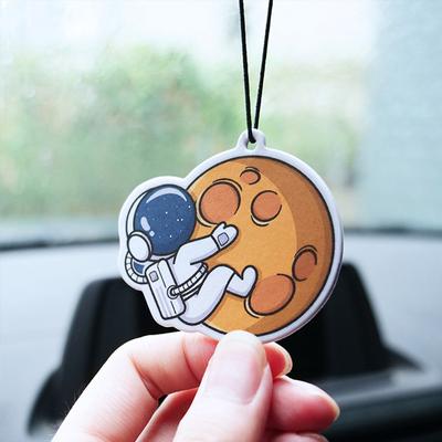 Cute Cartoon Astronaut Perfume Piece Car Rearview Mirror Hanging Car Fragrance Piece Auto Interior Decoration Accessories 2Pcs