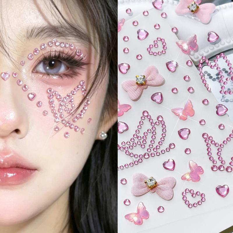 {+} Funkelnde Schmetterlings Gesichtssteine Strahlende Strasssteine Make-up Aufkleber DIY Temporäre Augen- & Gesichts-Tattoo Aufkleber Make-up Werkzeug