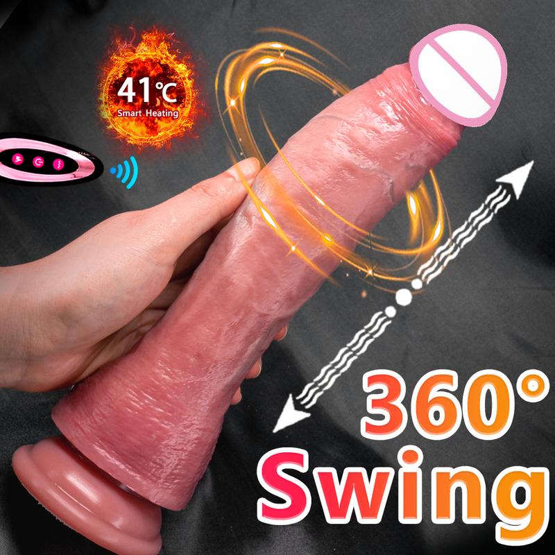 10.6in Long Realistic Dildo Vibrator Penis Telescopic Swing Heating Silicone Dildo Female Remote Control Vibrators for Women Men