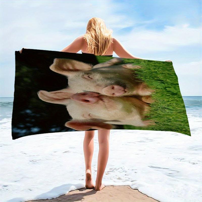 1PC Pig Pattern Beach Towel, Microfiber Quick-Dry High Absorbent Soft Lightweight Towel for Yoga Camping Travel