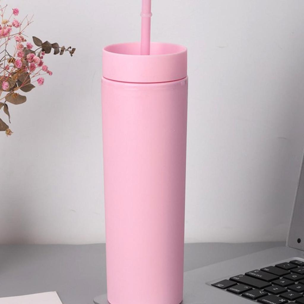 1PC- Tumbler Straws Cup With Lids Drinkware Fruit Juice Bottle Double Wall Plastic Cups Gift for Festival Party