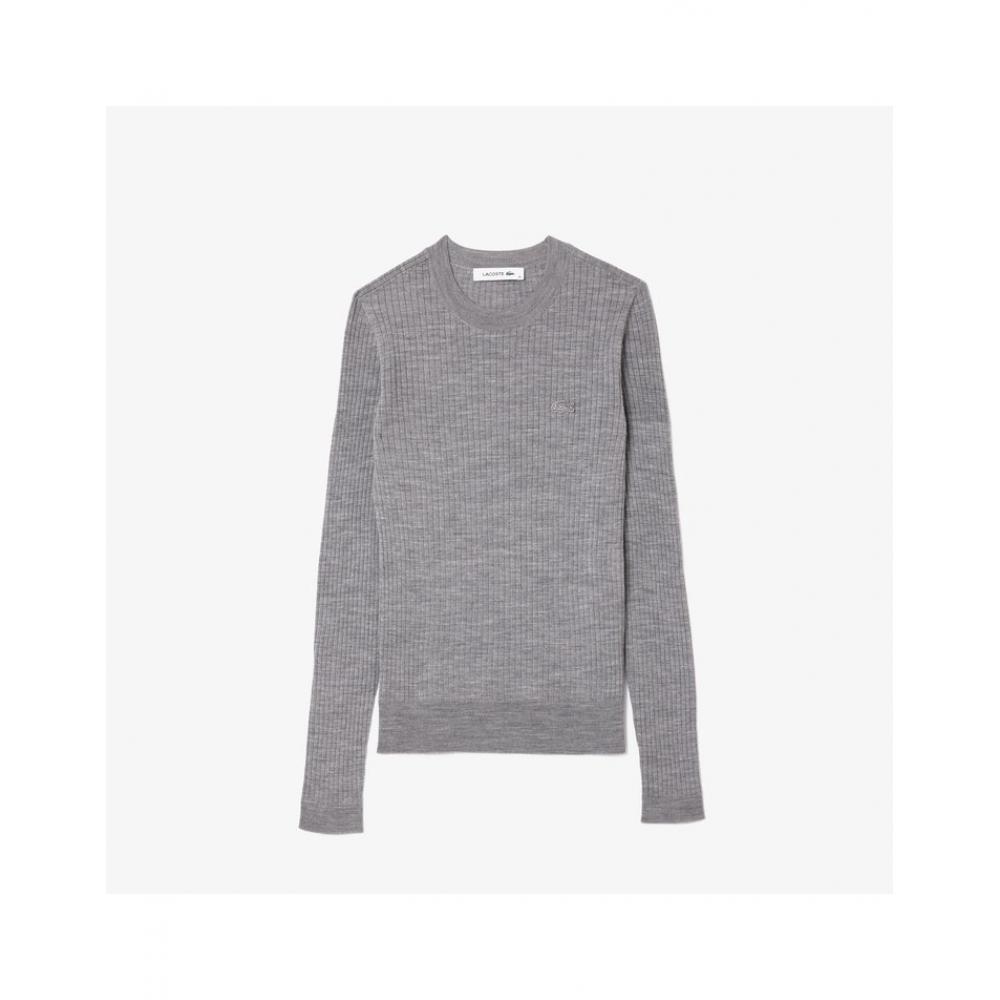 Lacoste Women S Slim Fit Ribbed Crewneck Sweater Af2576 54n Cca