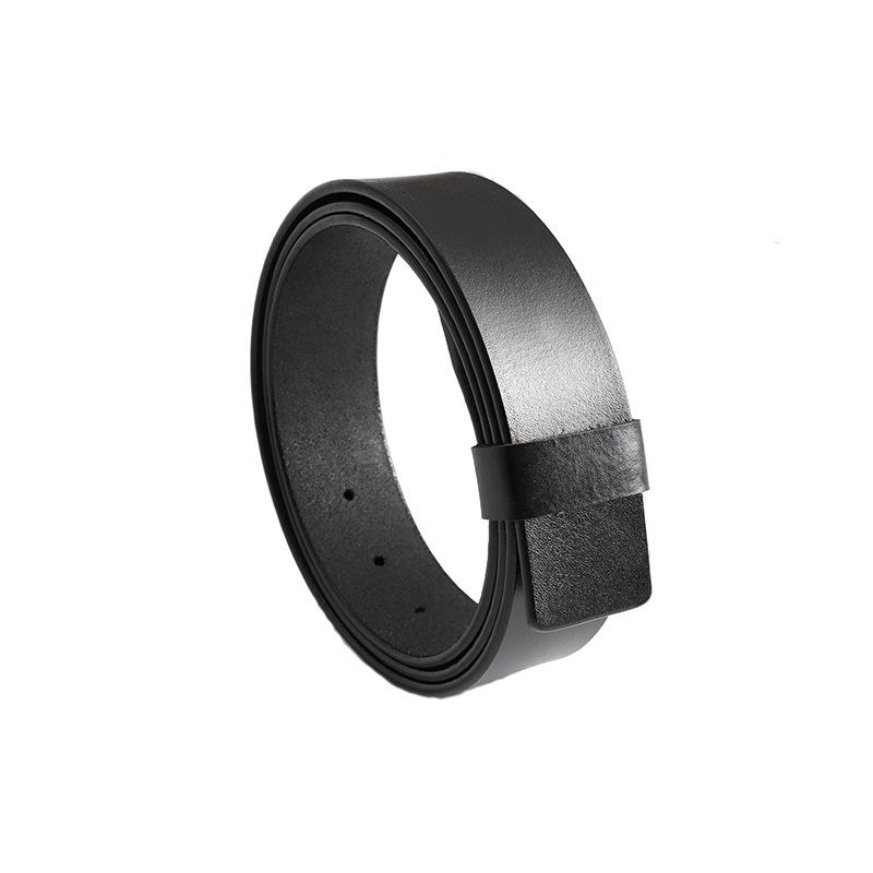 

Мужской гладкий ремень для брюк из коровьей кожи без пряжки, двухслойный, 3,8 см 115cm