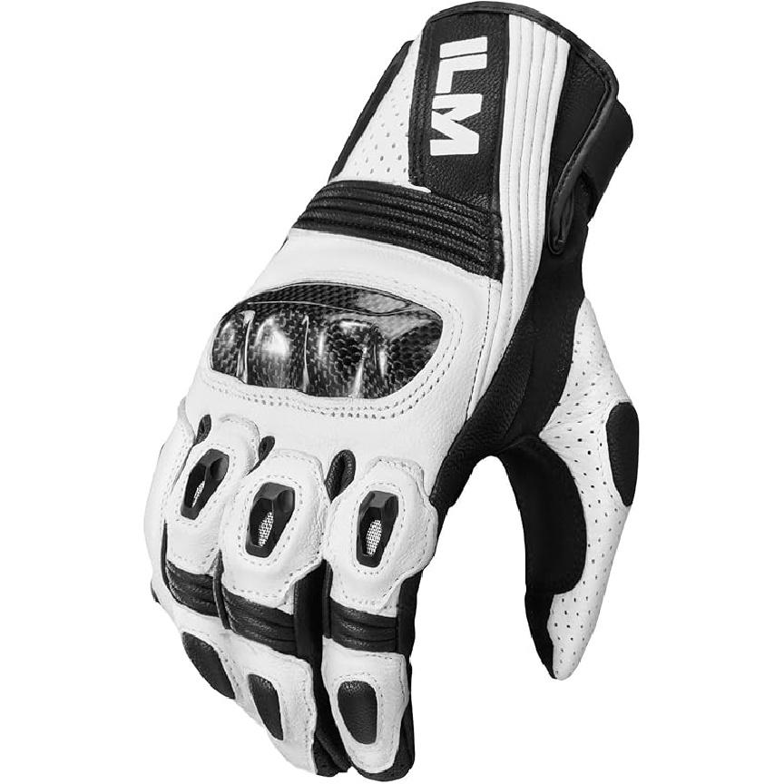 ILM Motorcycle Goatskin Leather Gloves For Men Women Riding Motorbike With Touchscreen Hard Knuckle Model GL4(White,XL) XX-Large белый