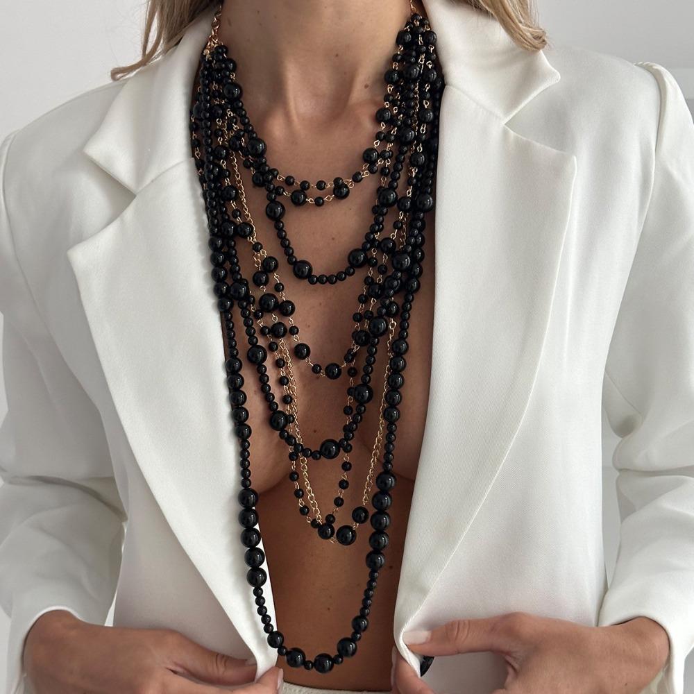 Baroque Pearl Sweater Chain Exaggerated Women's Clavicle Chain Multilayer Pearl Necklace Banquet