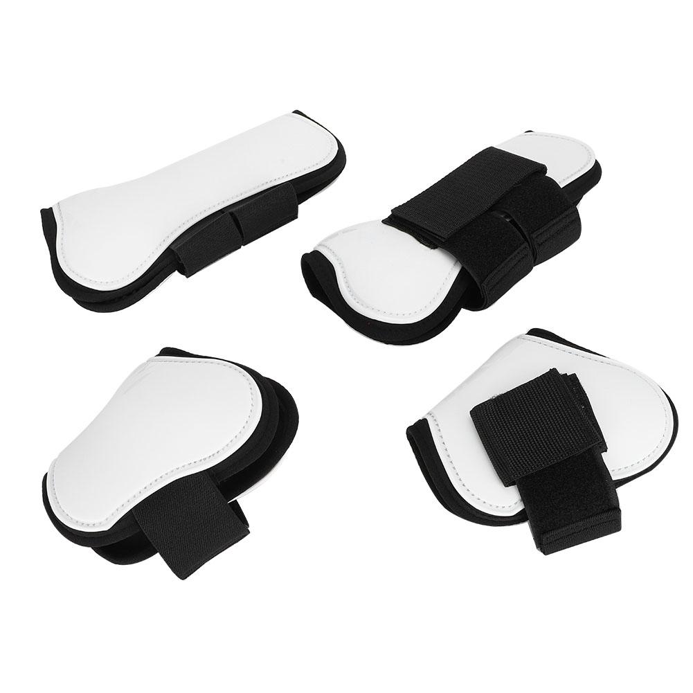 4PCS White PU Shell Horse Front Back Leg Guard Boot Wrap Protector Riding Equipment During Jumping