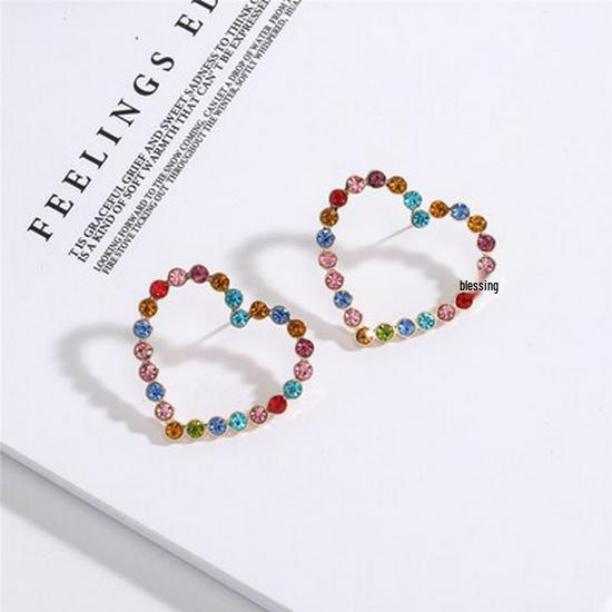 Korean Dongdaemun Colorful Large Stud Earrings - Versatile  Elegant Street Style for Women