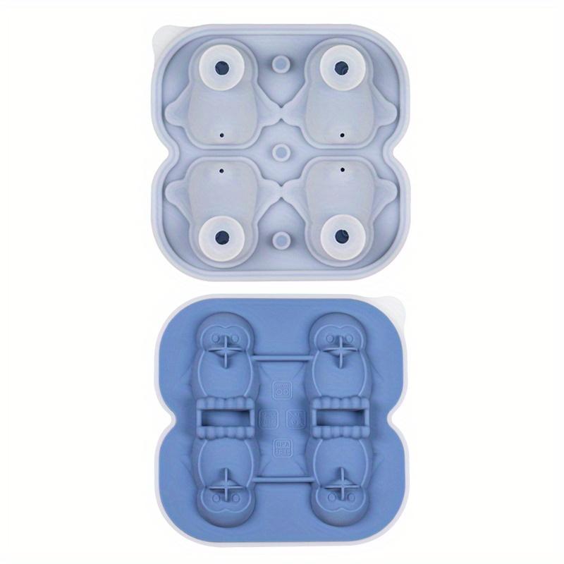 4-Cavity Penguin Silicone Ice Cube Mold, Food Grade BPA-Free with Funnel for Ice, Chocolate, Coffee, Cute Animal Ice Tray