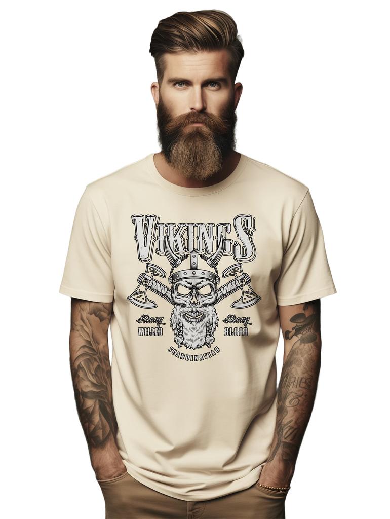 PrintBar 003 Vikings Bearded Skull Axes t-shirt - Funny and Fierce! Unisex Print