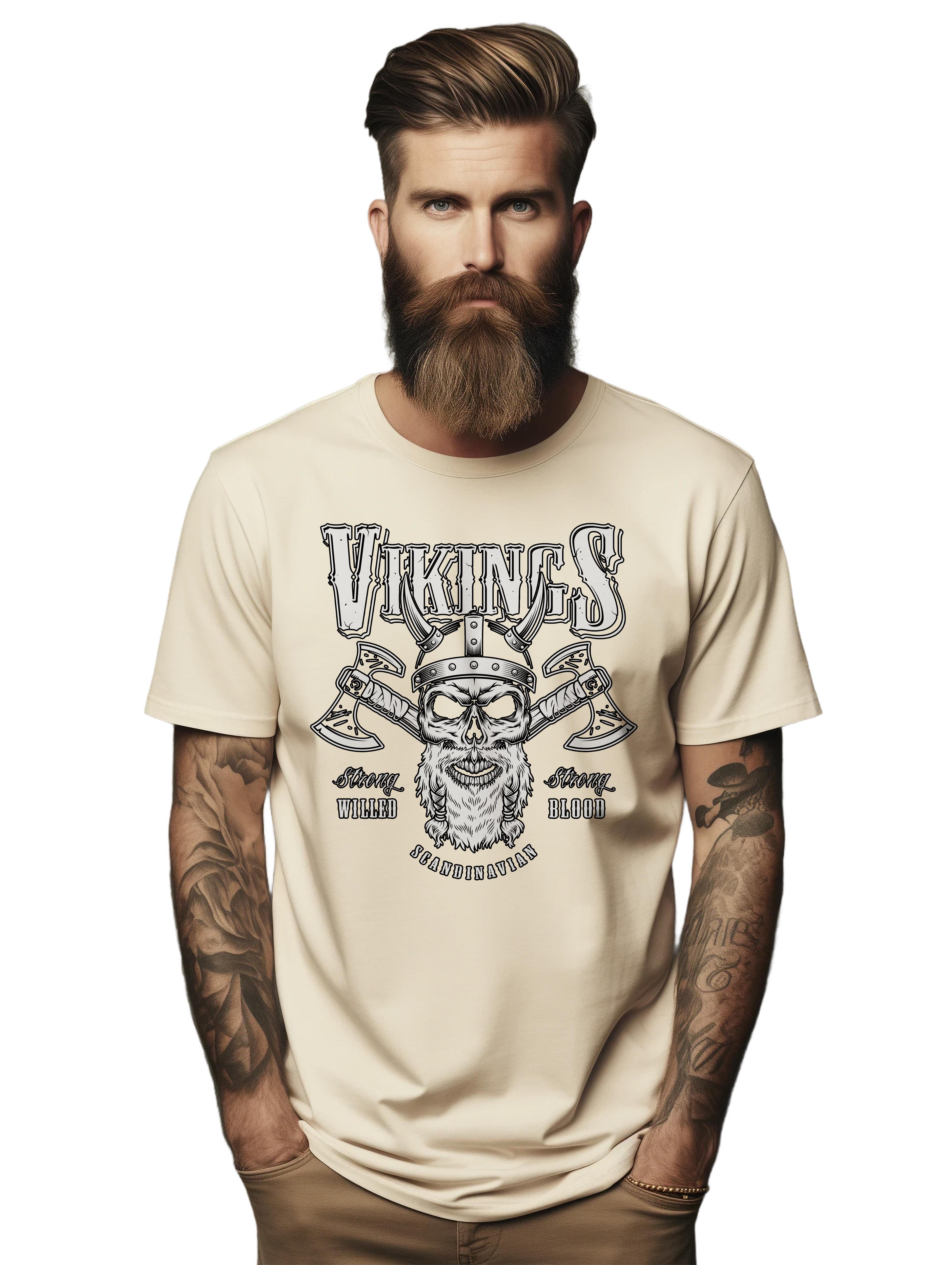 

PrintBar 003 Vikings Bearded Skull Axes t-shirt - Funny and Fierce! Unisex Print 4XL