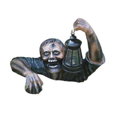 Zombie with Led Lantern Resin Zombie Garden Statues Horror Movie Garden Gnomes Statue for Outdoor