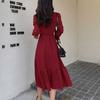 Elegantes weißes Maxikleid im französischen Stil mit langen Ärmeln für Damen
