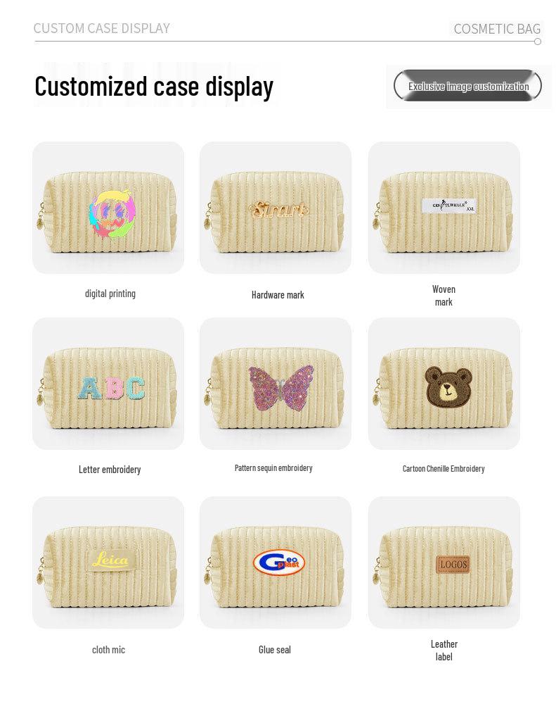 Striped Quilted Velvet Cosmetic Clutch Toiletry Bag - Autumn/Winter Edition