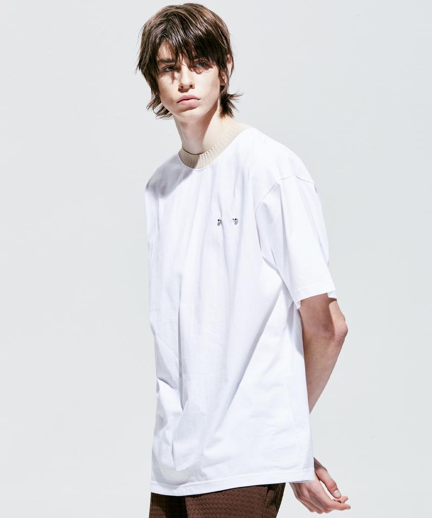 SSY Rib Bold Neck Pierced T-Shirt White