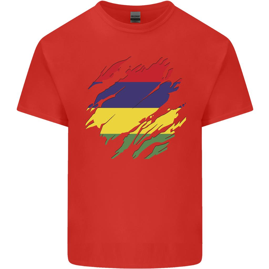 Torn Mauritius Flag Mauritians Day Football Unisexs Light Cotton TShirt