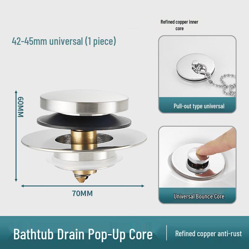 TLXT Weighted Brushed Pop-up Bathtub Drainer