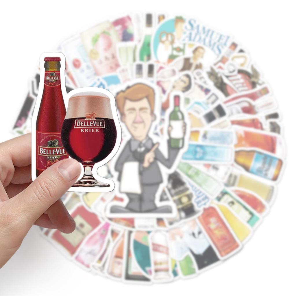 67-Piece Waterproof Wine Bottle Graffiti Stickers for Laptops, Phones, Scooters, and Suitcases