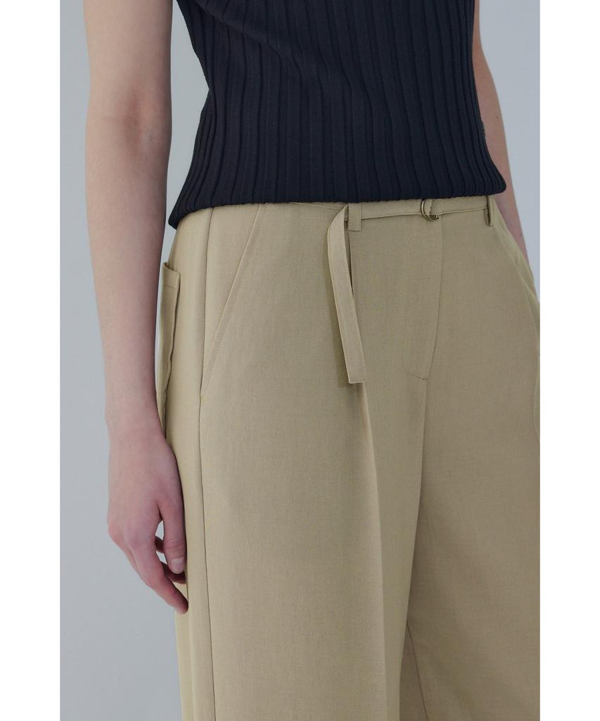 Bobeu Belted One-Tuck Wide Pants_Khaki 7156230006