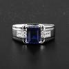 Luxury Sapphire Zircon Crystal Men's Fashion Jewelry Silver Ring