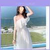 Ruffle Sleeve Dress With Abstract Print For Spring And Summer Wear