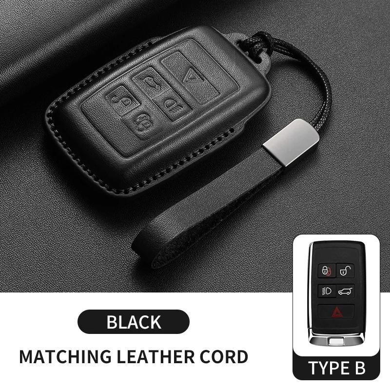 Läderbilnyckelfodral för Land Rover Range Rover Sport Evoque Freelander Velar Discovery 4 Nyckellös Nyckelring