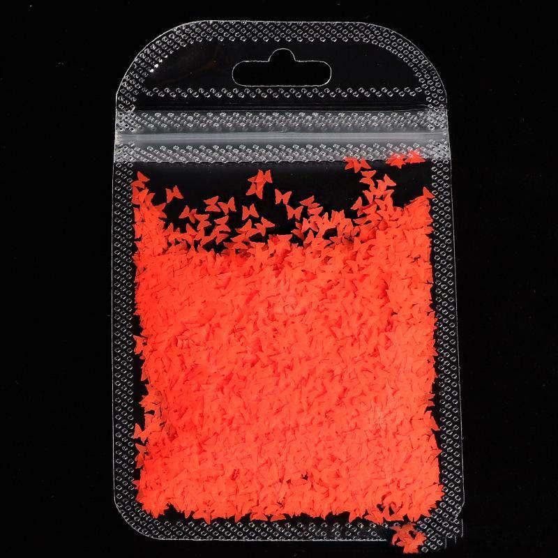 

10-цветные флуоресцентные бабочки для дизайна ногтей с блестками - DIY Fantasy Laser Accessories 09 Orange. 2g/bag оранжевый