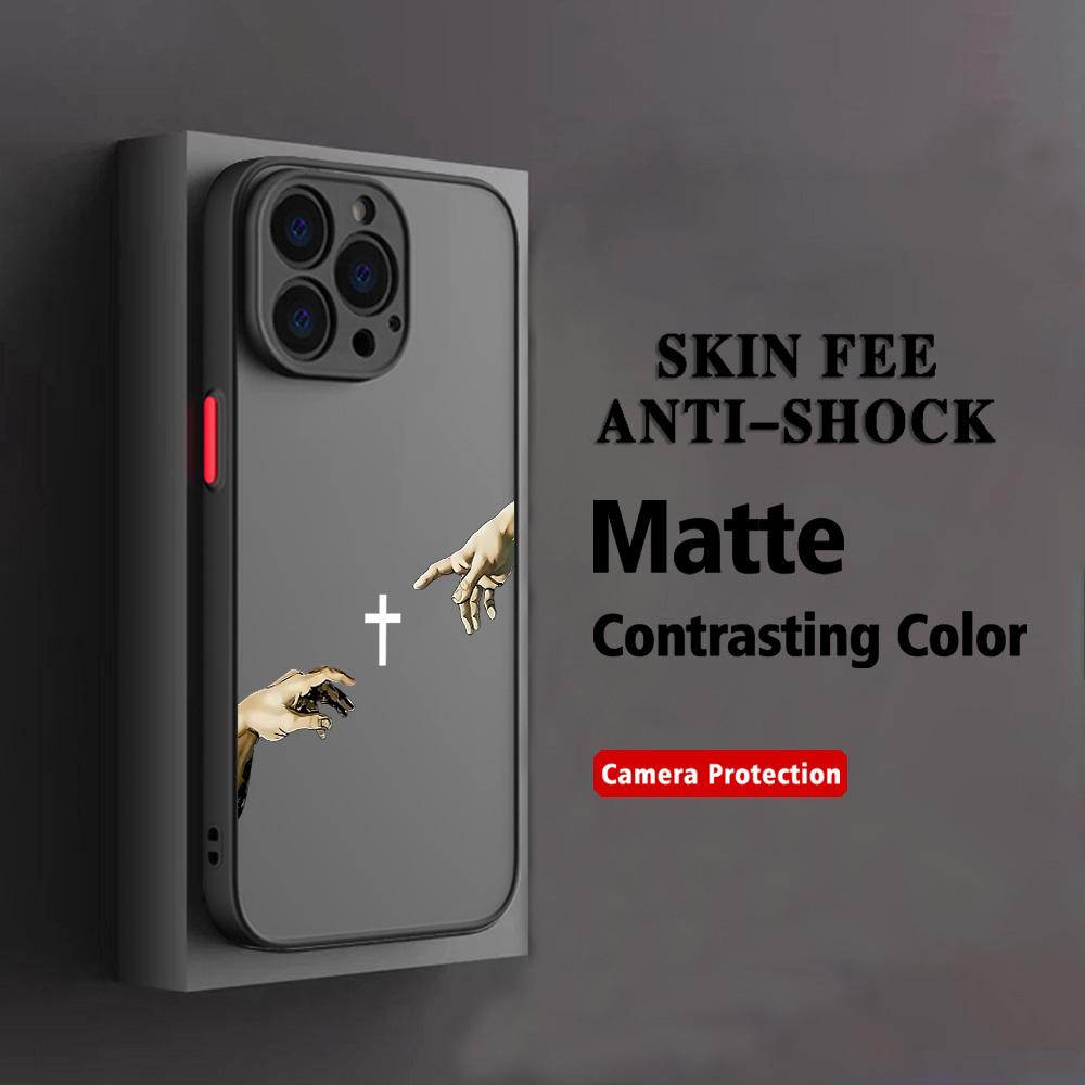HOT Jesus Cross Painted Anti-Shock Phone Case For iPhone 17 16e 16 15 14 13 12 11 Mini Pro Air  Max X XR XSMax Plus Matte Clear