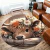 1PC Cute Cow Flowers Pillow Round Chair Mat Area Rug - Non-Slip, Floor Mat for Office, Bedroom, Home Decor Christmas Gift C0528105