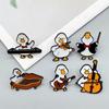 Cute Musician Duck Enamel Brooch Creative Cartoon Violin Piano Baton Guitar Animals Lapel Pins Backpack Jewelry Gifts For Kids