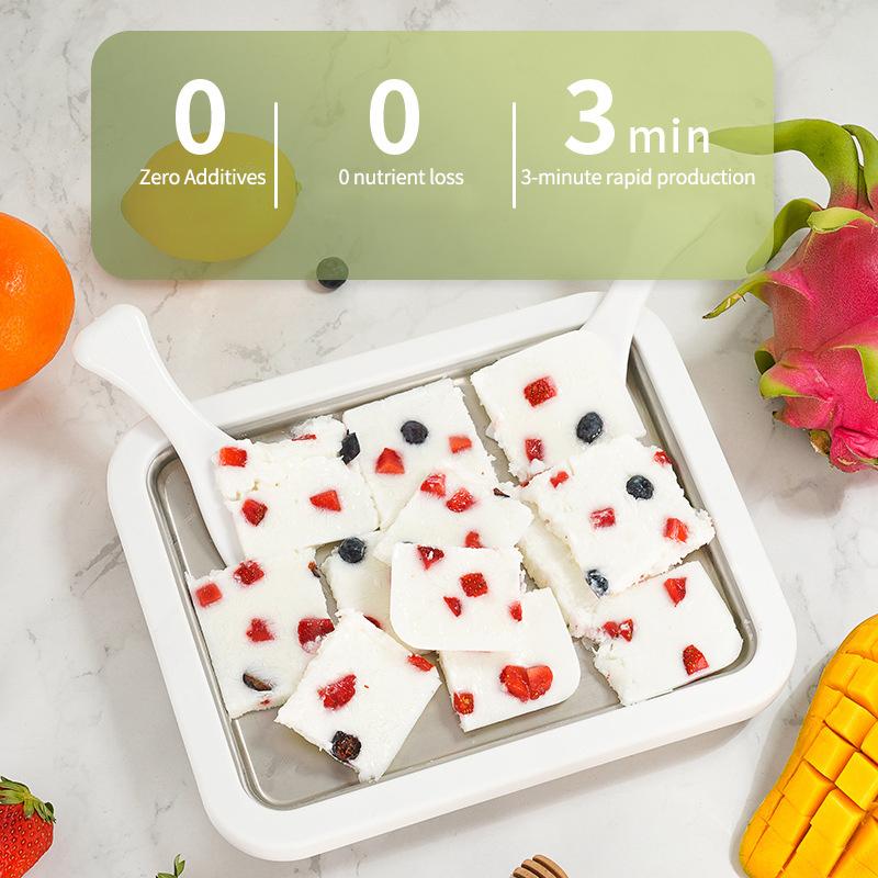 Domácí výrobník rolované zmrzliny Malý dětský domácí jogurtový pudink Nerezová pánev na smaženou ledovou zmrzlinu Stroj na smaženou ledovou zmrzlinu