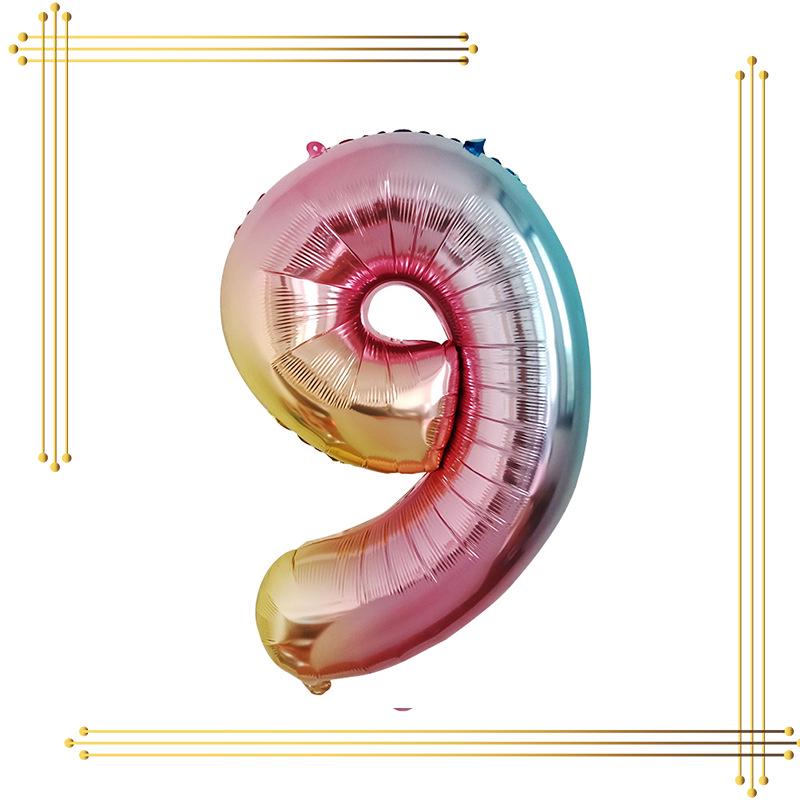 32-Inch Gradient Color Aluminum Foil Number Balloons - US Version