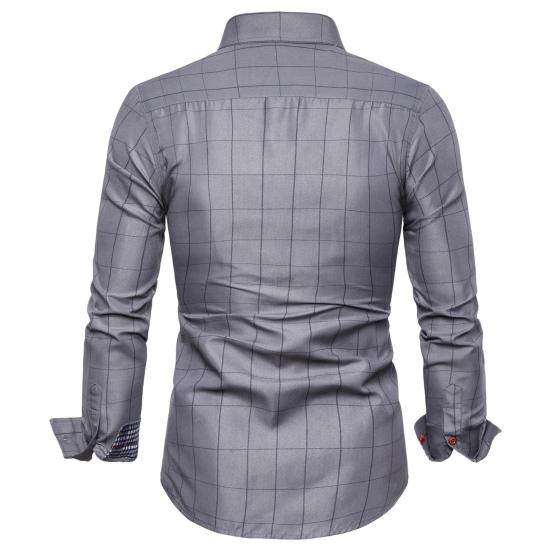 Men Shirt Plaid Print Long Sleeve Button Formal Single-breasted Warm Business Plus Size Autumn Top Male Clothes
