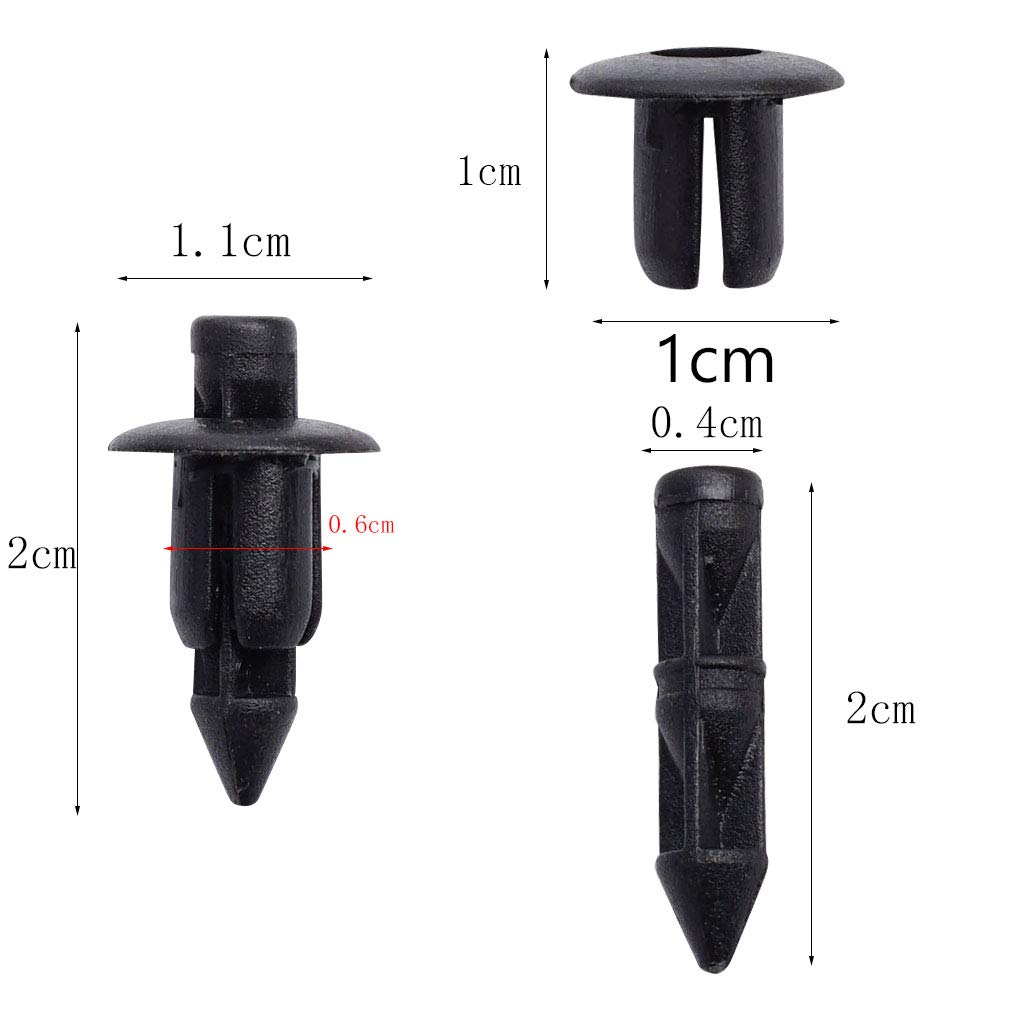 SHANGHh 100pcs 6mm Push Rivet Clips Rivet Fasteners Mud Flaps Bumper Fender Clips