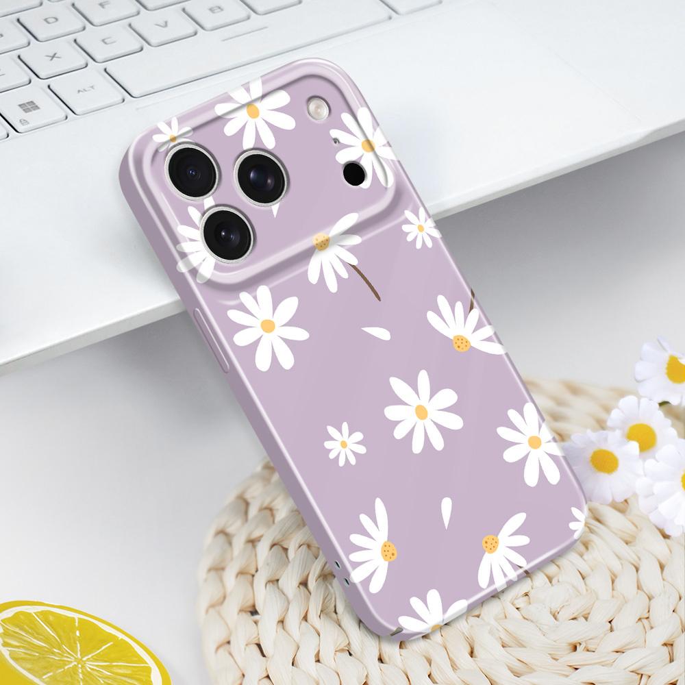 Coque de téléphone simple Marguerite pour iPhone 17 Air 16 16E 15 14 Plus Pro Max Film Coque Rigide