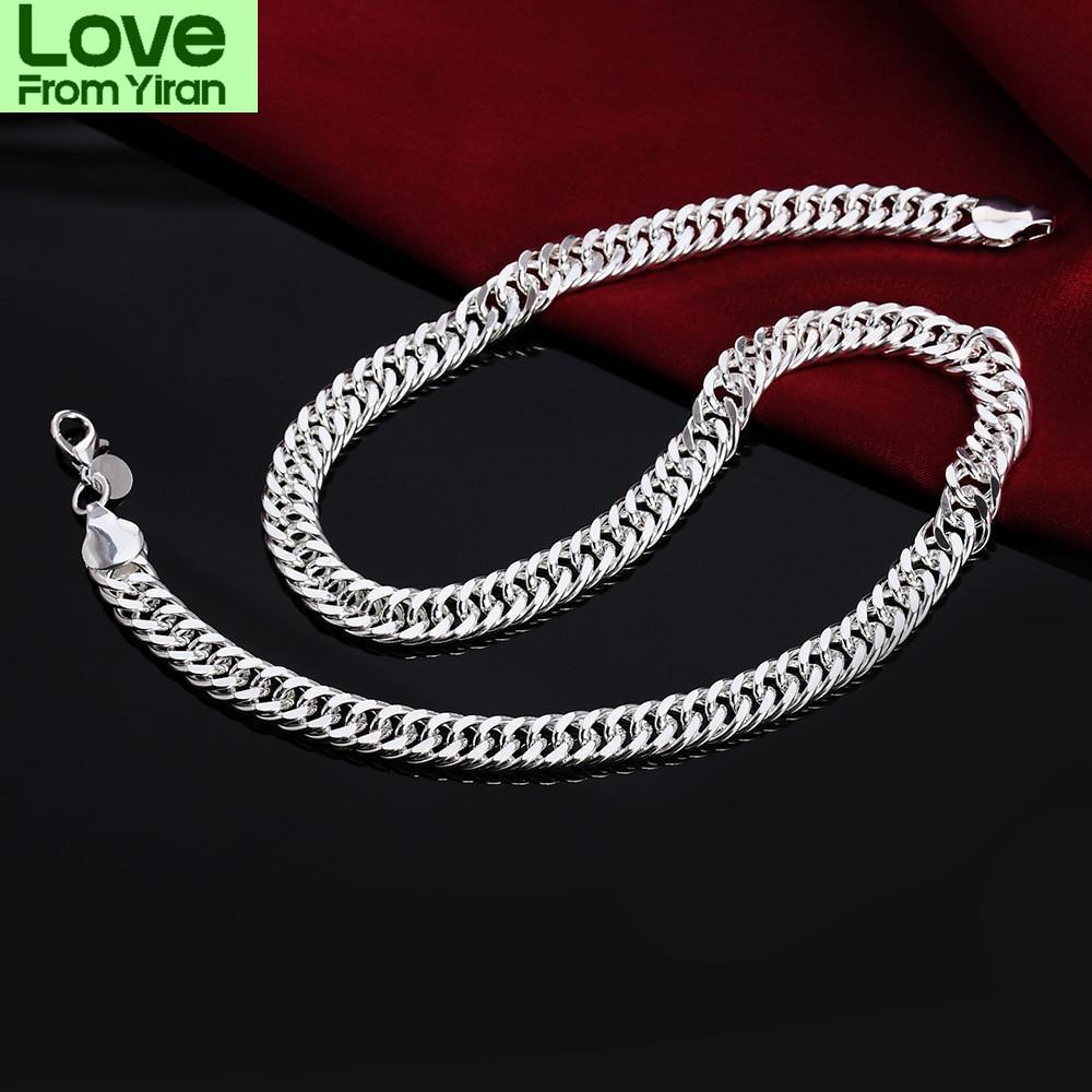 Neue 925 Sterling Silber 20 /24 Zoll 10mm Volle Flache Seitlich Kette Halskette Für Frau Mann Mode Hochzeit Schmuck Geschenk