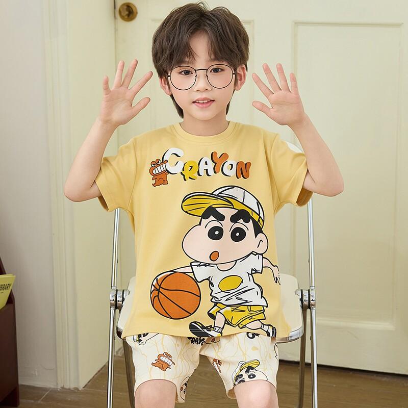 Boys Cotton Short Sleeve Pajama Set Lightweight Sleepwear Kids 8 Years Cartoon Print Home Outfit
