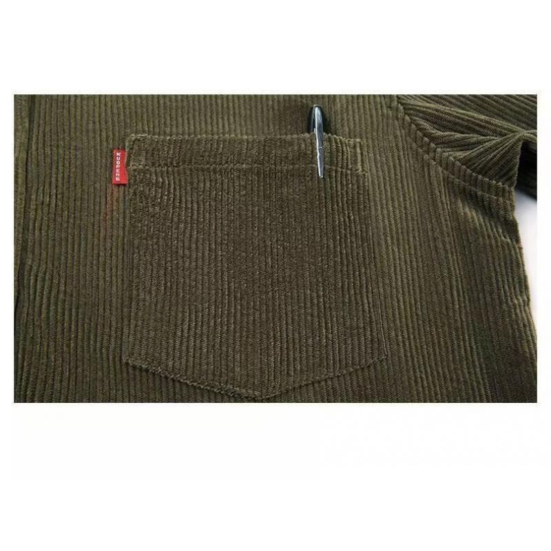Men'S Corduroy Shirt New Spring And Autumn Loose Fit Versatile Long Sleeve Shirt Casual Workwear Top Jacket