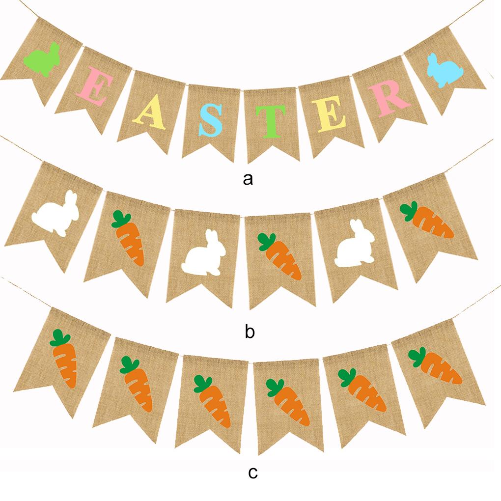 Decorations Banner Happy Easter Party Supplies Streamers Swallowtail Cute Hanging Ornament Gifts Photo Props Burlap Walls Home