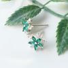 925 Silver Earrings SE030 Green Flower Silver Earrings