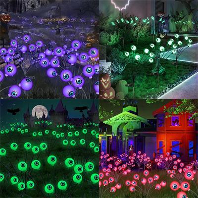 Halloween Decorations Outdoor Solar Scary Eyeball Lights,Green Eyeball Swaying Lights,Waterproof Solar Halloween Path Lights
