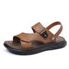 Men Leather Outdoor Sandals Lightweight Comfortable Anti Slip Soft Sole Beach Walking Travel Summer Casual Footwear Everyday Wear