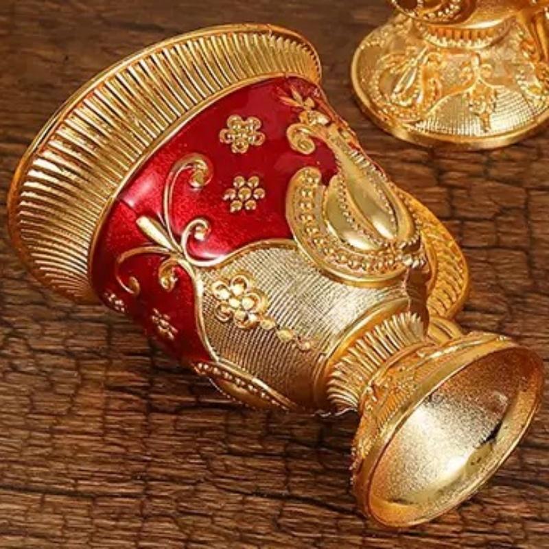European Exquisite Handle Cup, Alloy Relief Mini Liqueur Tumbler, Portable Vintage Vodka Glass, Wine Cabinet Decorations, 1pcs