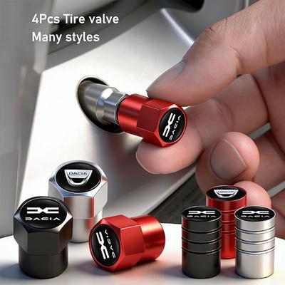 4pcs 3D Metal Car Tire Valve Caps Wheel Dust Cover For Dacia Duster Logan Sandero Stepway Dokker Lodgy MCV 2019 Spring Bigster