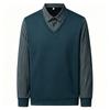 Men's Casual Loose Fit Faux Sweatshirt with Turn-Down Collar for Fall and Winter