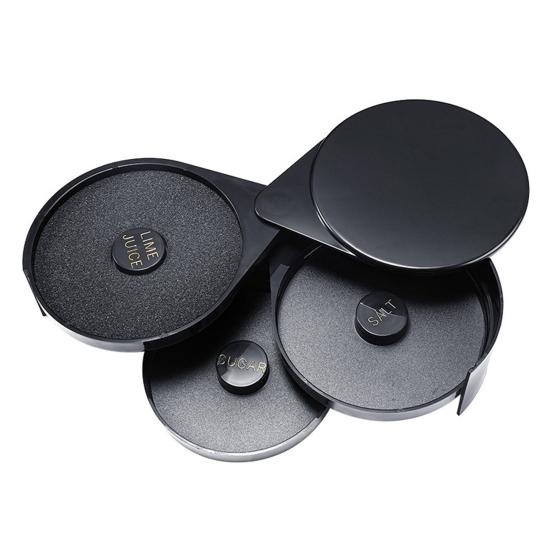 Glass Rimmer Food Grade Smooth Edge Multi-layer Dustproof Rotatable Multipurpose Plastic 3-Tier Bar Glass Cocktail Sugar Salt Rimmer Kitchen Supplies