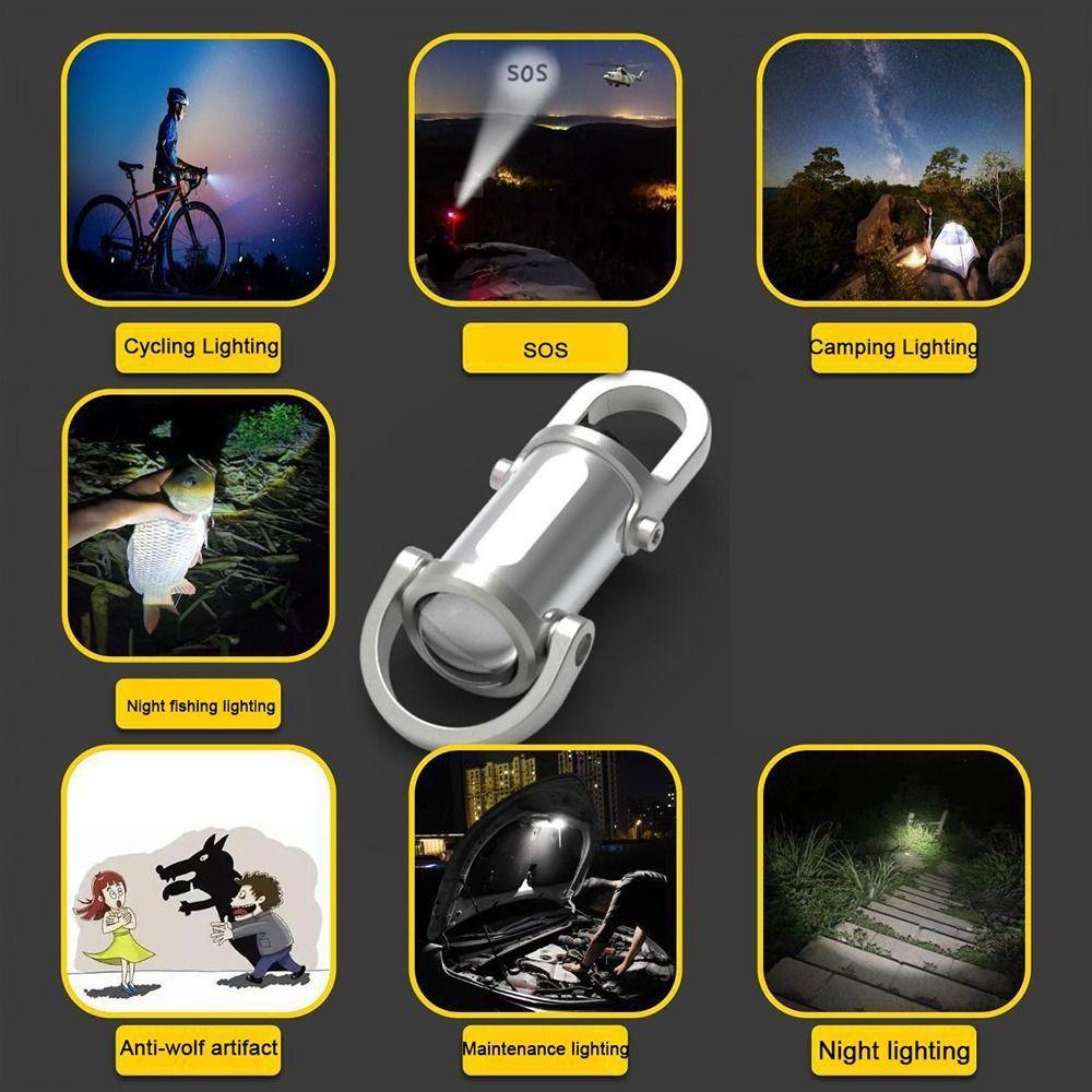 Mini LED COB Flashlight USB Rechargeable Torch Keychain Lamp Portable Pocket Outdoor Camping Working Lantern with Red&Blue Light