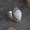 Vintage Tibetan Moonstone Big Healing Crystal Rings for Women Boho Antique Indian Moonstone Ring Fine Jewelry Girls Ladies Gifts
