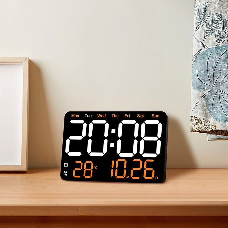 Large LED Digital Alarm Clock - Silent Weekday Display for Living Room