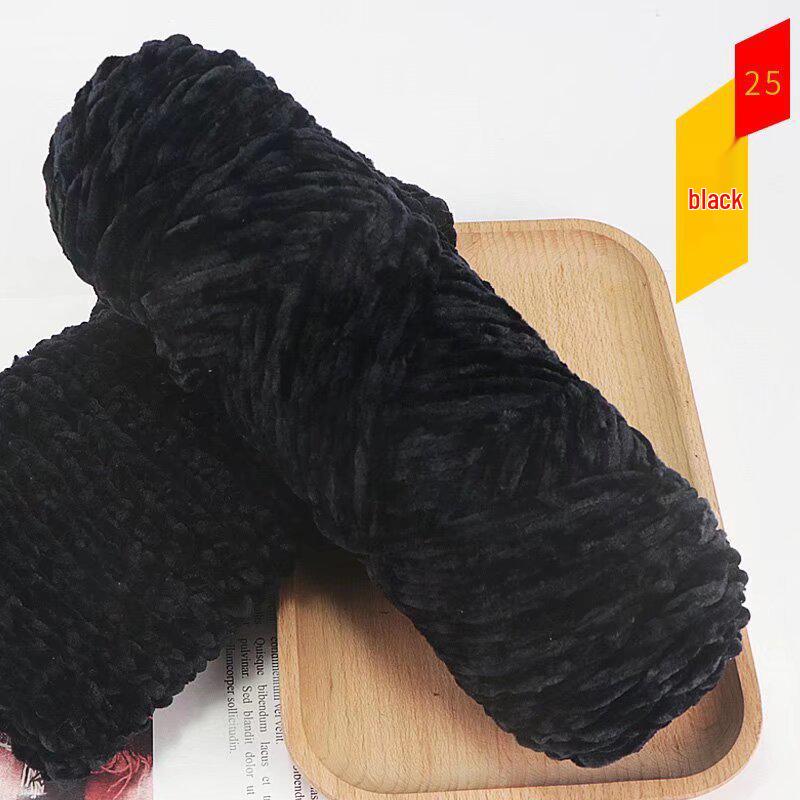 Chenille Golden Silk Velvet Yarn Ball - Medium Thick Glossy Yarn for Hand Knitting and Crochet Slippers.