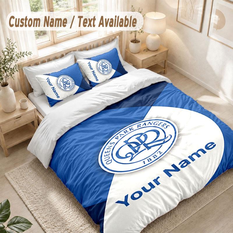 Custom Name Bedding Set 3 PiecesQueens Park Rangers FC Print Duvet Cover + 2 Pillowcases Soft Bed Decor